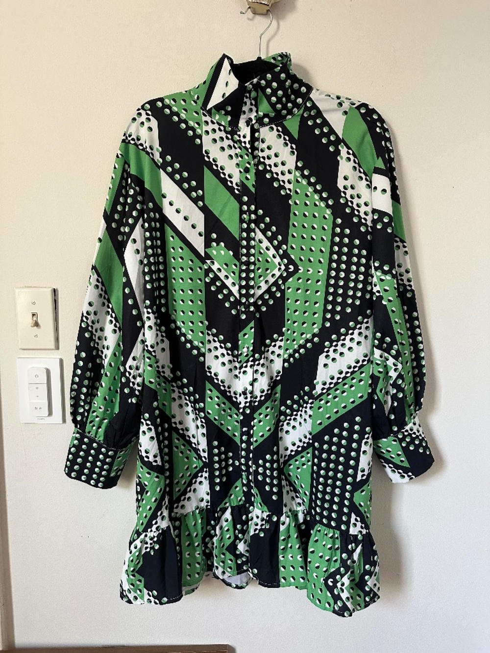 Mod Green Black & White Geometric Mini Dress